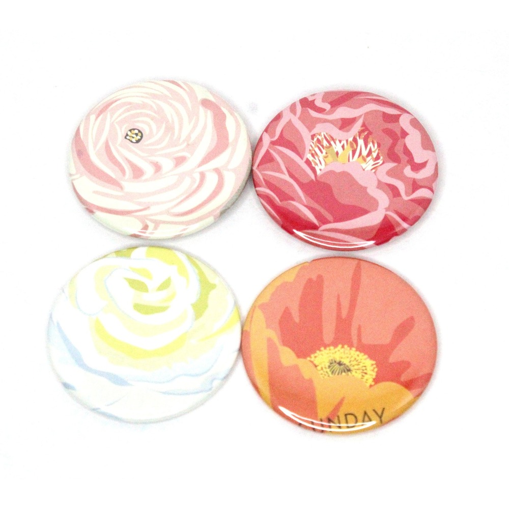 Set of 4 Refrigerator Locker Magnets 2.25" Handmade Bohemian - Flower Centers